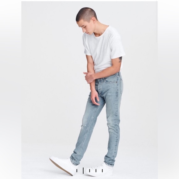 Rag & bone Fit 1 Low-Rise Fire Island Extra Slim Fit Light Indigo Jeans - Picture 3 of 16